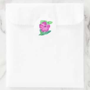 Rundaufkleber Rosa Aquarell Hibiskus Blume Runder Aufkleber