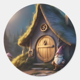 Rundaufkleber Set mit bezauberndem Gnome und Kabin Runder Aufkleber