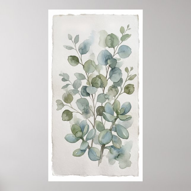 Rundblättriges Eukalyptus-Watercolour-Poster Poster (Vorne)