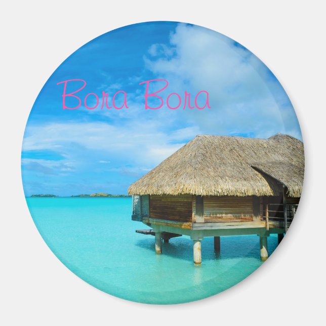 Rundbungalow auf Bora Bora Textmagnet Magnet (Vorne)