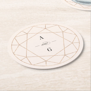 Runddiamant Gemstone Geometric Stylish Wedding Runder Pappuntersetzer