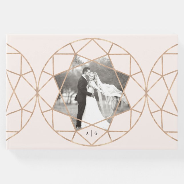 Runddiamant Geometric Chic Wedding Foto Gästebuch (Vorderseite)