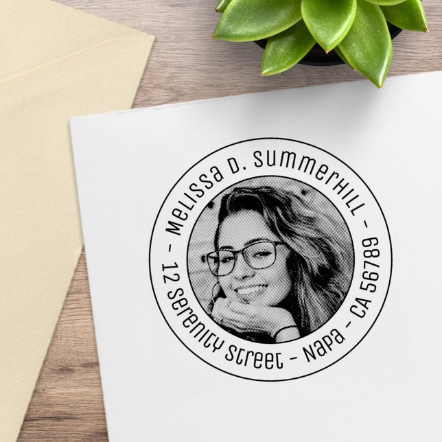 Runde Adresse des benutzerdefinierten Fotos Gummistempel (Von Creator hochgeladen)