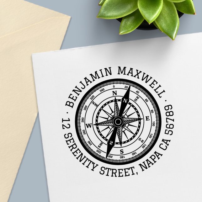 Runde Adresse des Nautic Navigation Compass Permastempel (Von Creator hochgeladen)