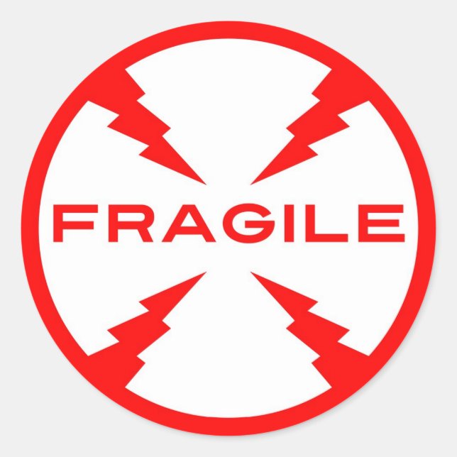 Runde Aufkleber für das zerbrechliche Symbol (Vorderseite)
