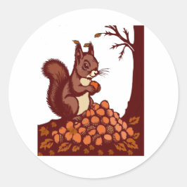 🐿️ Runde Aufkleber Herbst Eichhörnchen