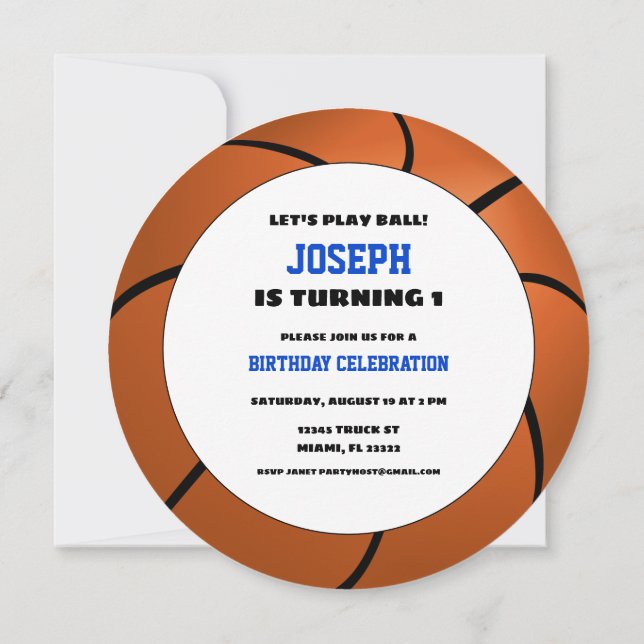 Runde Basketball-Ball zum Geburtstag Einladung (Rückseite)
