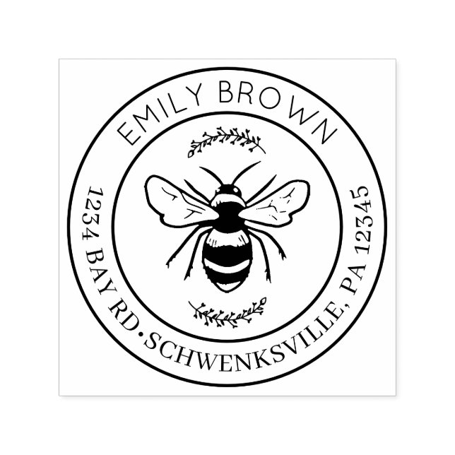 Runde Bienen und Rücksendeadresse Permastempel (Design)