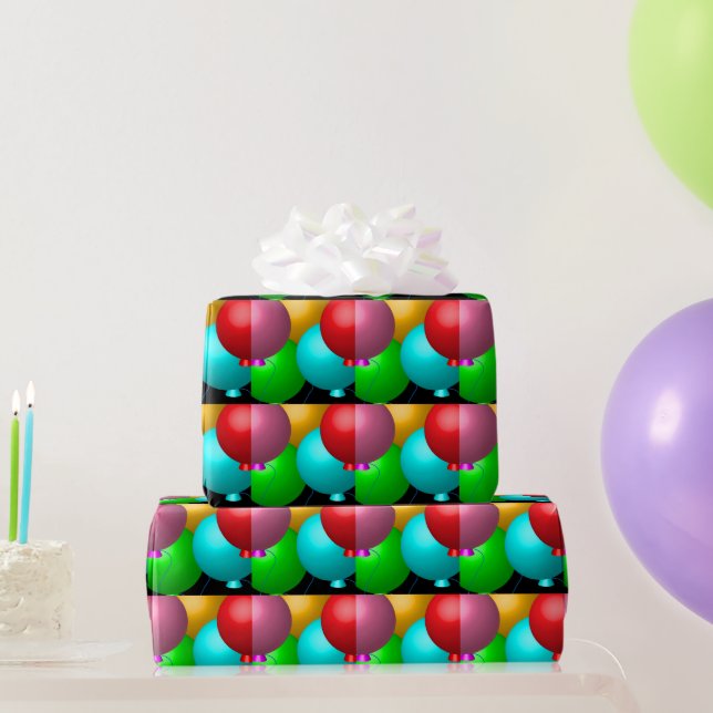 Runde Birthday Balloons Geschenkpapier (Partygeschenke)