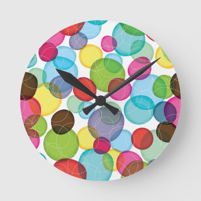Runde Blasen Kinder Muster 2 Wanduhr (Vorderseite)