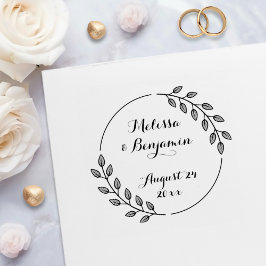 Runde Blätter Kranz Save the Date Hochzeit Permastempel
