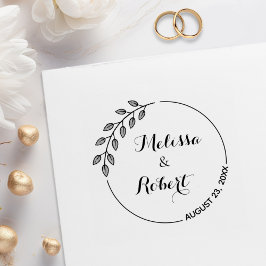 Runde Blätter Wreath Wedding Save the Date 2 Gummistempel