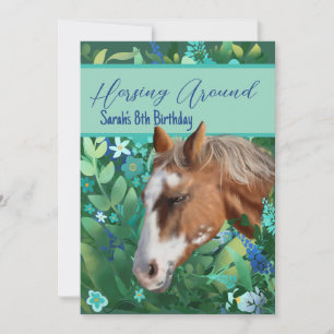 Runde Blume Lover Brown Horse Einladung