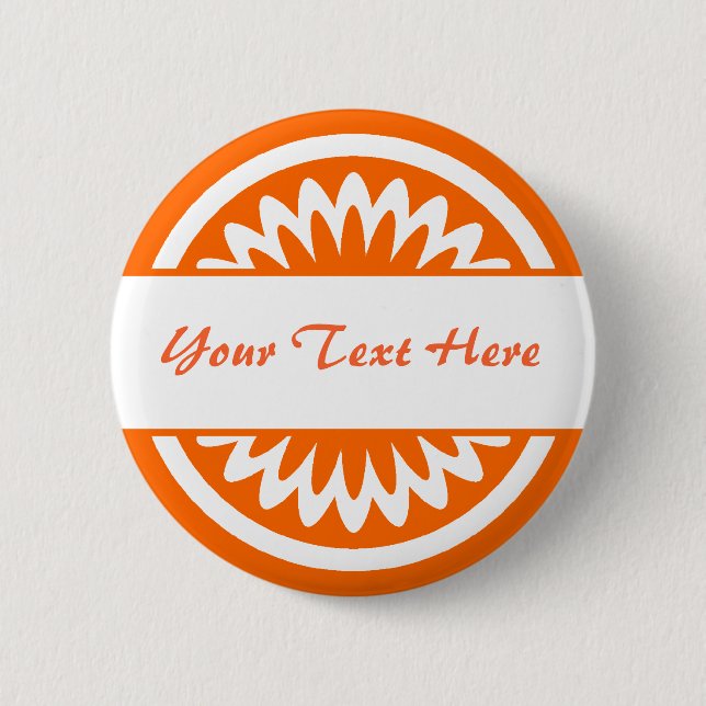 Runde Blume - Orange Button (Vorderseite)