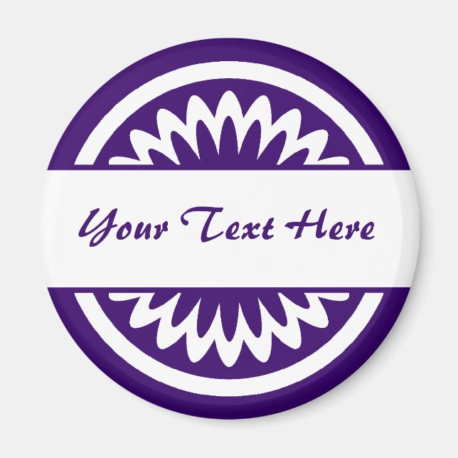 Runde Blume - Tief Lila Magnet (Vorne)