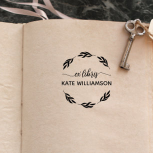 Runde botanische Kruste Ex libris Gummistempel