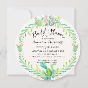 Runde Bridal Wüste Cacti Rustikale Moderne Einladung