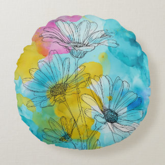 Runde Daisy Blume Blumenwirbel Kissen Geschenk