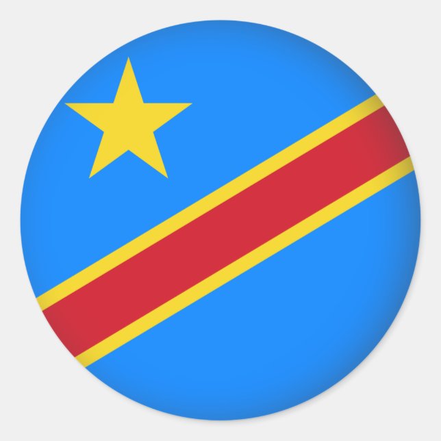 Runde Demokratische Republik Kongo Runder Aufkleber (Vorderseite)
