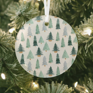 Runde der Glasschmuck - Muster der Weihnachtsbaume Ornament Aus Glas