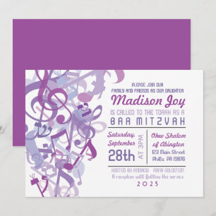 RUNDE DER TORAH Lila BAT Mitzvah Einladung
