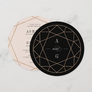 Runde Diamant Gemstone Geometrische Hochzeit Einladung