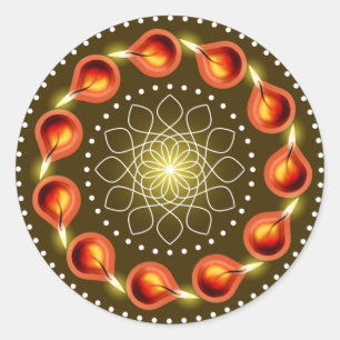 Runde Diwali Lampen-Dekoration Runder Aufkleber