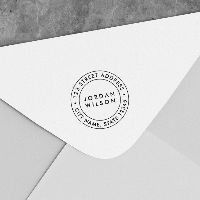 Runde doppelte Grenze Moderne Rücksendeadresse Permastempel (Von Creator hochgeladen)