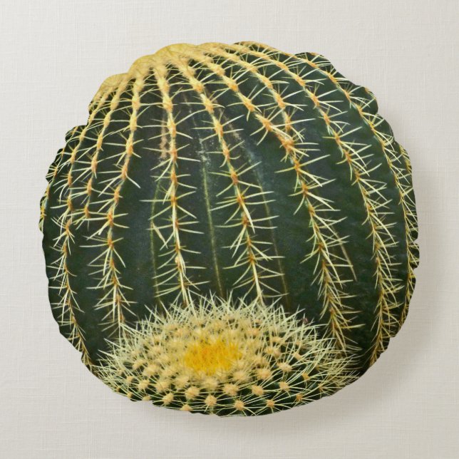RUNDE DURCH PILLOW/GOLDEN BARREL CACTUS RUNDES KISSEN (Vorderseite)
