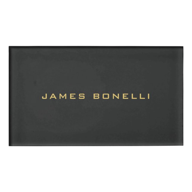 Runde Ecke Grau-Gold-Farbe Beruflich Namenschild (Vorderseite)