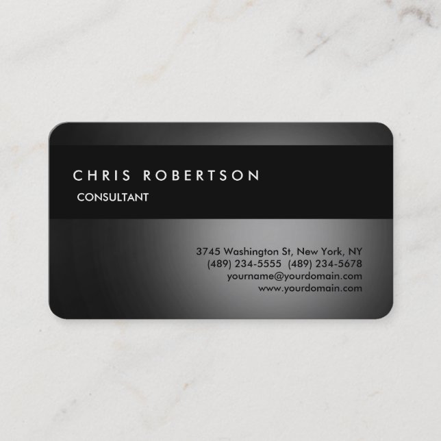 Runde Ecke Grau Schwarz Charming Business Card Visitenkarte (Vorderseite)