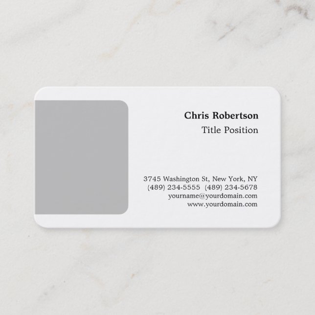 Runde Ecke Grau Weiß Charming Minimalistische Cust Visitenkarte (Vorderseite)