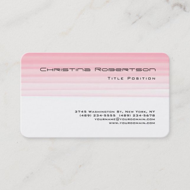Runde Ecke Rosa Weiße, bezaubernde Feminine Visitenkarte (Vorderseite)