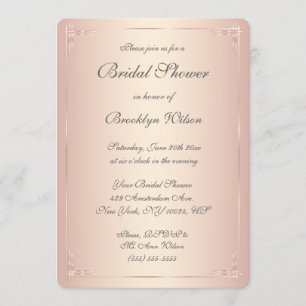 Runde Elegante Blush Bridal Dusche Einladungen