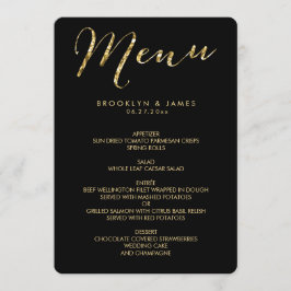 Runde elegante Schwarze Hochzeitsmenü mit Goldenen Menükarte