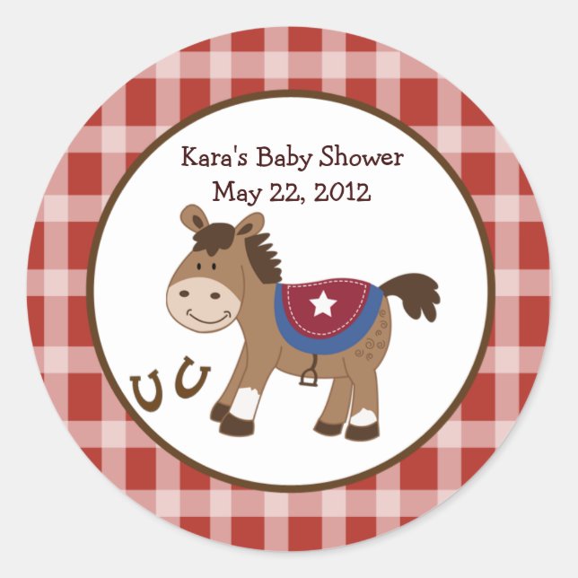 Runde 'Em Up Birthday Baby Dusche Gefallen Sticker (Vorderseite)
