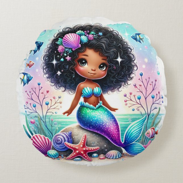 Runde Esme Mermazing Mermaid Throw Kissen (Vorderseite)