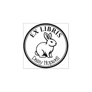 Runde Ex Libris Kaninchen Gummistempel