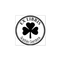 Runde Ex Libris - Kleeblatt/Kleber-Gummi Stein