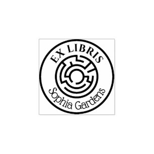 Runde Ex Libris Labyrinth 02 Gummistempel