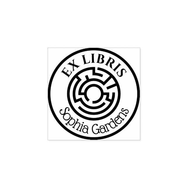 Runde Ex Libris Labyrinth 02 Gummistempel (Prägung)