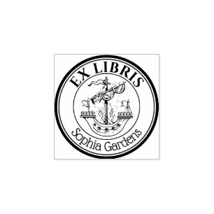 Runde Ex Libris Lymphad Briefmarke Gummi Gummistempel