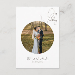 Runde Foto Save the Date Minimalistischer Umschlie Begleitkarte