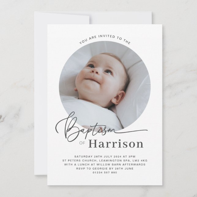 Runde Foto Taufe Einladung (Vorderseite)