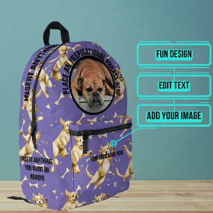 Runde Foto- und Texthunde, die Knochen jagen Bedruckter Rucksack