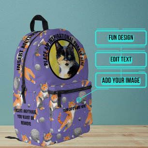 Runde Foto- und Textkatzen mit Garn Bedruckter Rucksack