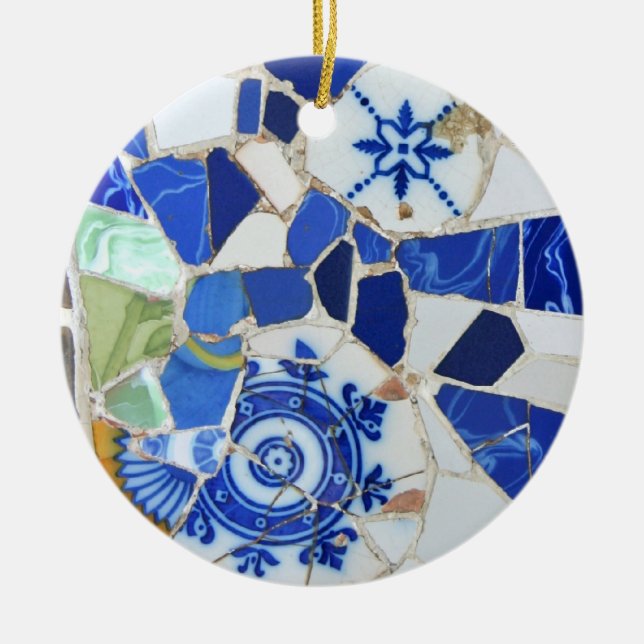 Runde Gaudi Mosaikverzierung Keramikornament (Vorne)