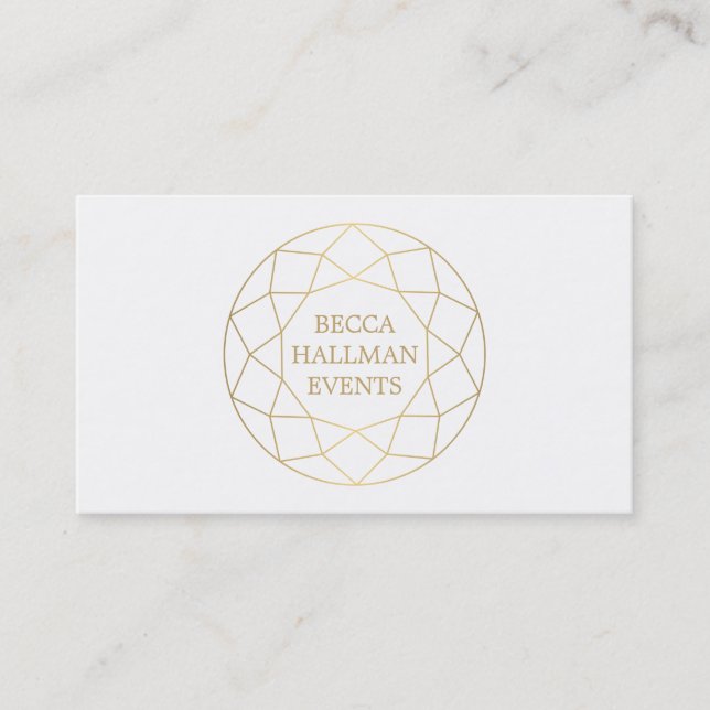 Runde geometrische Edelsteine-Logo, Gold/Weiß Visitenkarte (Vorderseite)