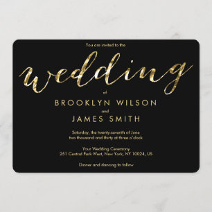 Runde Gold Foil- und Black Wedding Einladungen
