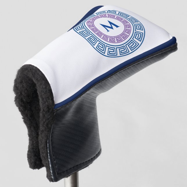 Runde griechischer Schlüssel für benutzerdefiniert Golf Headcover (3/4 Vorderseite)